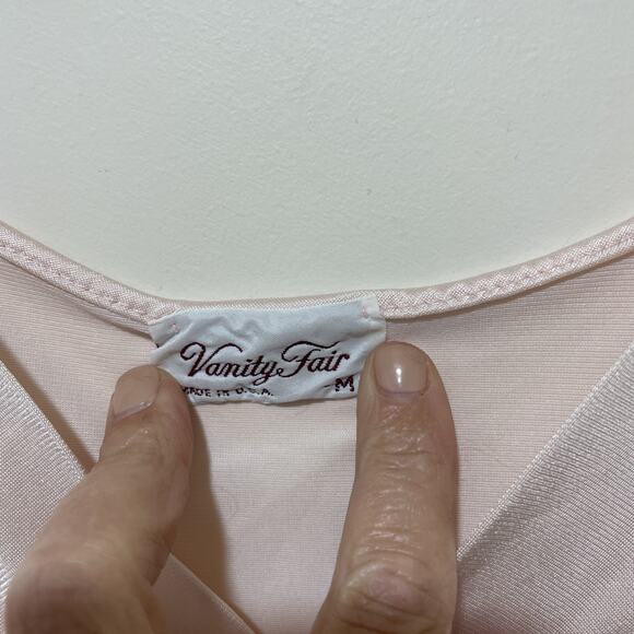 Vanity Fair Nightgown - M Pink Vintage V Neck‎ Sleeveless Lingerie USA Made - Picture 4 of 4